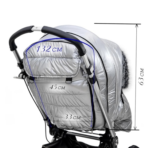 Универсальный теплый чехол на коляску, графит лаке фото 11