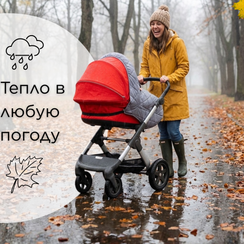 Накидка на ножки для коляски серая фото 8