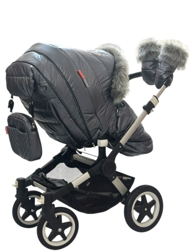 Универсальный теплый чехол на коляску, графит лаке фото 7