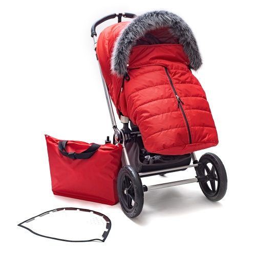 Универсальный теплый чехол на коляску, красный