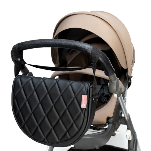 Сумка для коляски черная экокожа стеганная