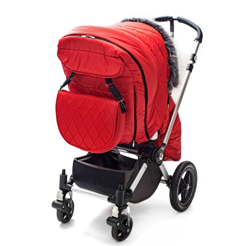 Универсальный теплый чехол на коляску, красный фото 6