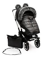 Универсальный теплый чехол на коляску, черный с декором