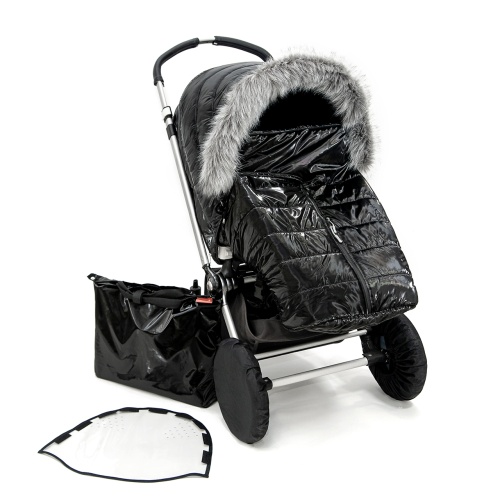 Универсальный теплый чехол на коляску, черный лаке