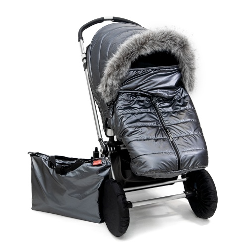 Универсальный теплый чехол на коляску, графит лаке