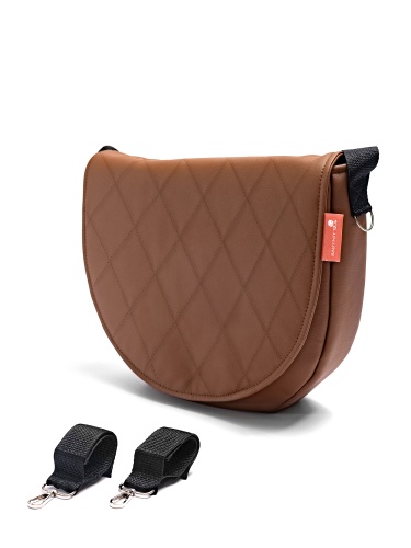 Сумка для коляски коричневая экокожа стеганная фото 4