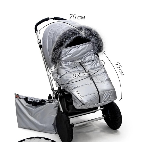 Универсальный теплый чехол на коляску, графит лаке фото 10