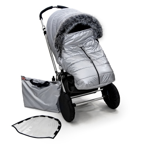 Универсальный теплый чехол на коляску, металлик лаке