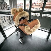 Зимний комплект коричневый + декор с опушкой из натуральной овчины Babynitto для коляски Mima Xari