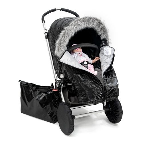 Универсальный теплый чехол на коляску, черный лаке фото 2