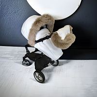 Зимний комплект белый  с опушкой из натуральной овчины Babynitto для коляски Mima Xari  100% наличие. Быстрая доставка. Гарантия качества. Интернет магазин Babynitto в России