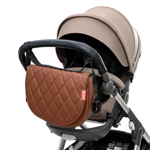 Сумка для коляски коричневая экокожа стеганная