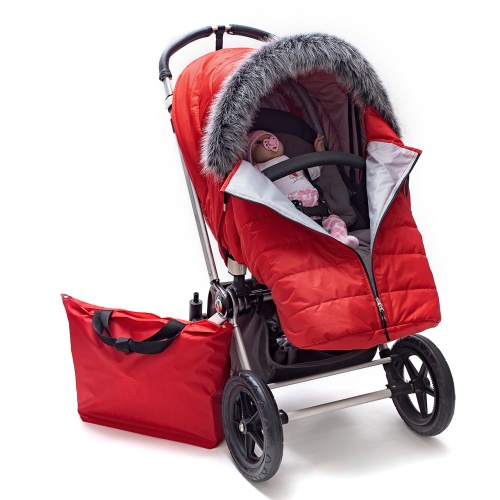Универсальный теплый чехол на коляску, красный фото 2