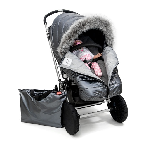 Универсальный теплый чехол на коляску, графит лаке фото 2