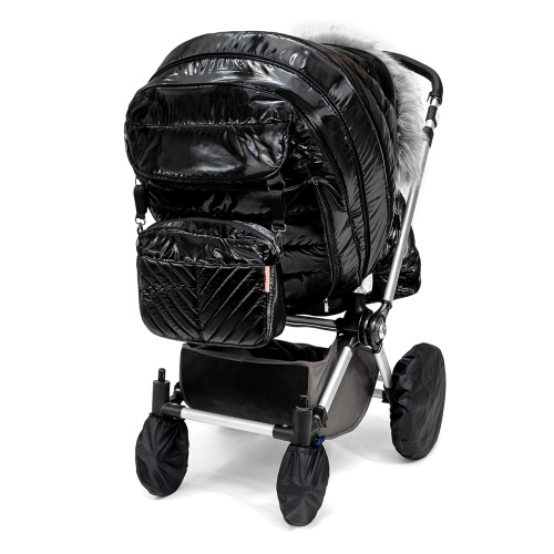 Универсальный теплый чехол на коляску, черный лаке фото 4