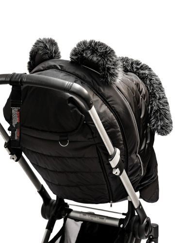 Универсальный теплый чехол на коляску, черный с декором фото 6