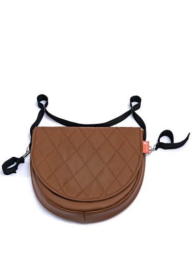 Сумка для коляски коричневая экокожа стеганная фото 2