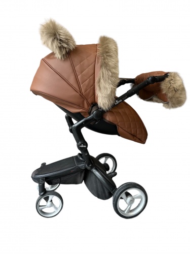 Зимний комплект коричневый + декор с опушкой из натуральной овчины Babynitto для коляски Mima Xari фото 4