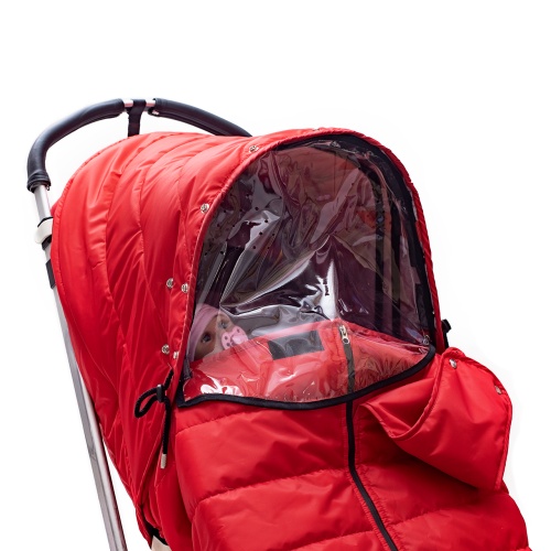Универсальный теплый чехол на коляску, красный фото 4