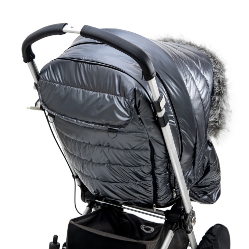 Универсальный теплый чехол на коляску, графит лаке фото 3